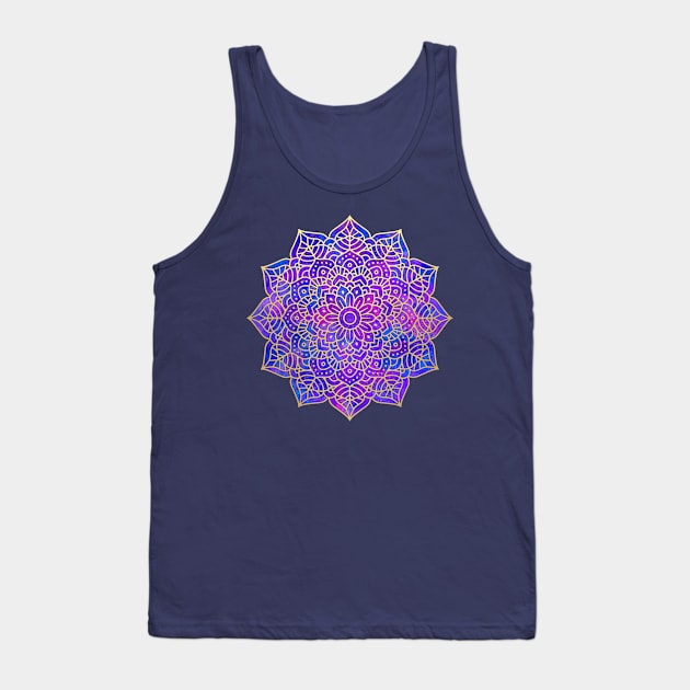 Purple and Gold Mandala Tank Top by julieerindesigns